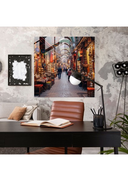Anadolu Cam Baskı - Canlı Istanbul Çarşısı - Anadolu, Renkli Baharatlar, Tekstil, Cam Baskı, 30X30
