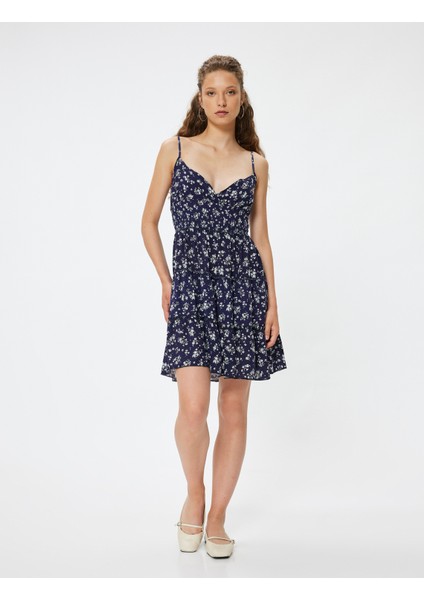 Çiçekli Elbise Mini Ip Askılı A Kesim V Yaka Gipeli Slim Fit fiyatları