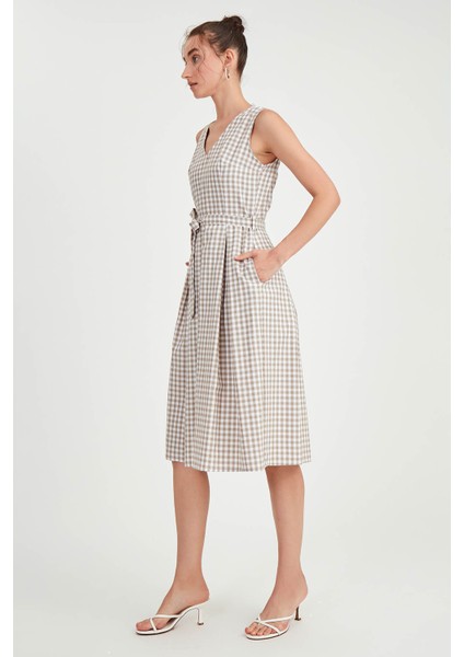 Pötikare Desen Beli Kuşaklı Elbise fiyatları