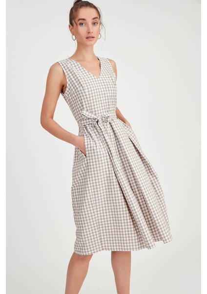 Pötikare Desen Beli Kuşaklı Elbise fırsatları