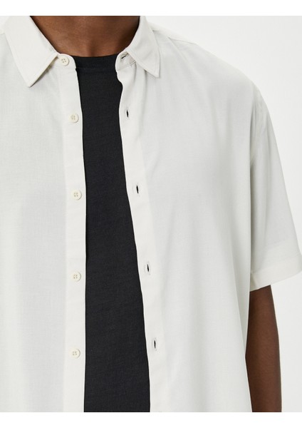 Yazlık Gömlek Kısa Kollu Klasik Yaka Düğmeli Viskon Kumaş indirimleri