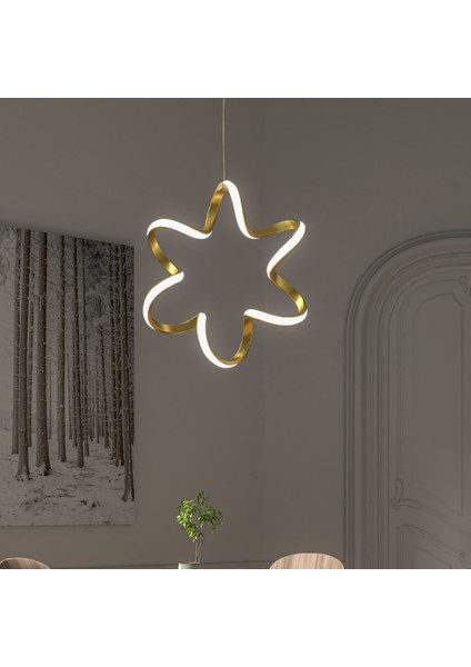 Yıldız Eskitme Tekli Sarkıt LED Beyaz Işık Ultra Ledli Salon Mutfak Oda Hol Ledli Avize