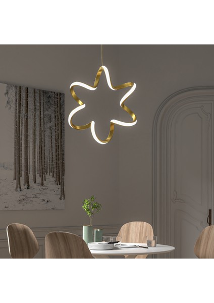 Yıldız Eskitme Tekli Sarkıt LED Beyaz Işık Ultra Ledli Salon Mutfak Oda Hol Ledli Avize