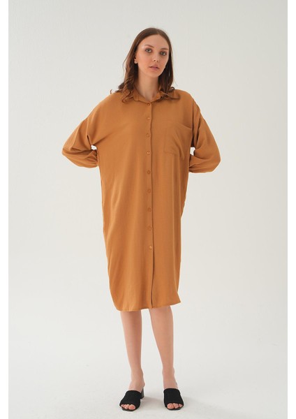 6773-1 Cep Detay Uzun Tunik Vizon modelleri