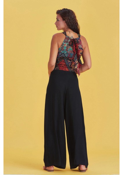 Palazzo Yüksek Bel Bol Kesim Siyah Pantolon indirimleri