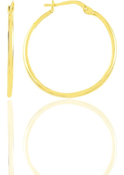 Gümüş Altın Yaldızlı 32 mm Şarnel Halka Küpe SGTL12287GOLD