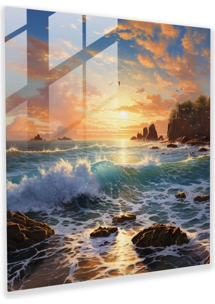 Dünyanın En Güzel Manzaraları - Fotogerçekçi Deniz Manzarası Cam Baskı - Dünyanın En Güzel Manzaraları, Uyum, Modern Sanat, Ev Dekorasyonu, 30X30