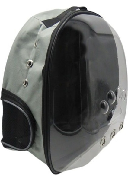 Astronot Şeffaf Kedi Taşıma Çantası Kabartmalı Gri