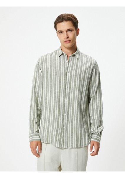 Uzun Kollu Gömlek Düğmeli Keten Karışımlı modelleri