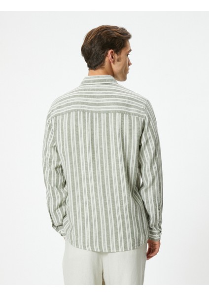 Uzun Kollu Gömlek Düğmeli Keten Karışımlı fırsatları