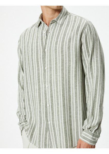 Uzun Kollu Gömlek Düğmeli Keten Karışımlı indirimleri