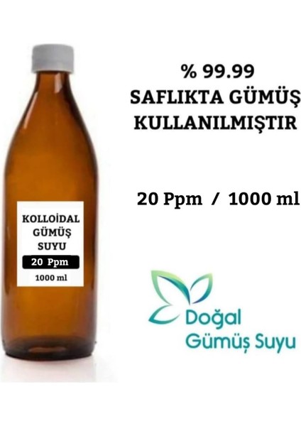 Kolloidal Gümüş Suyu 1litre /20 Ppm (1000 Ml)