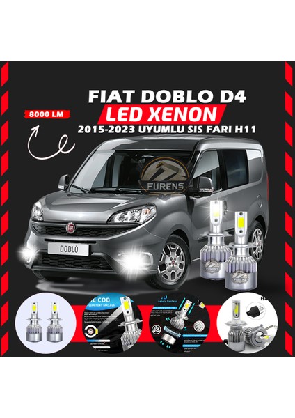 Fiat Doblo D4 2015-2023 Sis Farı Uyumlu Şimşek Etkili LED Xenon Performance Series H11