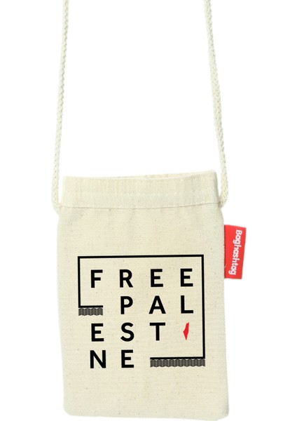Geleneksel Filistin "free Palestıne" ve Flaglı Dijital Baskılı Askılı Kanvas Bez Telefonluk Çanta 12*18 cm