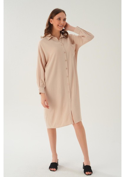 6773-1 Cep Detay Uzun Tunik Bej fırsatları