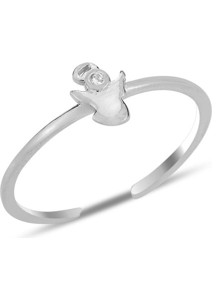 Gümüş Rodyumlu Zirkon Taşlı Alttan Ayarlanabilir Peri Yüzük SGTL12227RODAJ