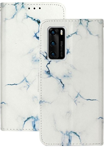 Huawei P40 Için Flip Case Kart Yuvaları Tutucu Mermer Desen Manyetik Pu Tam (Yurt Dışından)