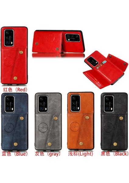Huawei P40 Pro Kickstand Buit Için Cüzdan Kılıf Demir Cüzdan Kılıf Kartı (Yurt Dışından)