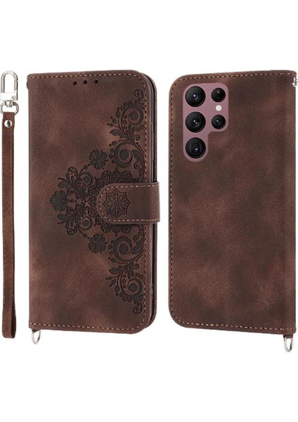 Samsung Galaxy S23 Ultra Kabartmalı Çoklu Kredi Kartı Yuvaları Için Flip Case (Yurt Dışından)