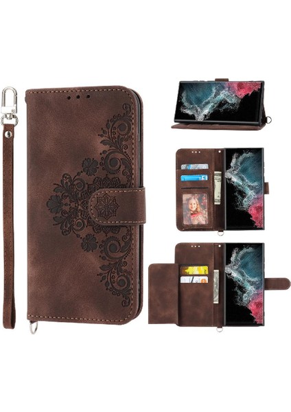 Samsung Galaxy S23 Ultra Kabartmalı Çoklu Kredi Kartı Yuvaları Için Flip Case (Yurt Dışından) modelleri