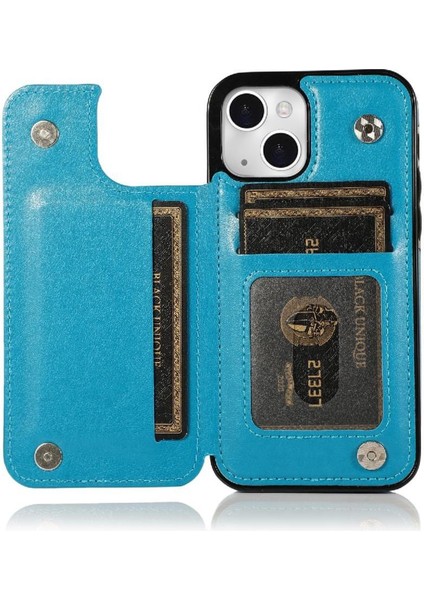 IPhone 14 Artı Pu Deri Çift Düğmeler Için Kart Tutucu Kılıf ile Cüzdan (Yurt Dışından) fiyatları