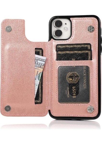 IPhone 11 Için Kart Tutucu Kılıf ile Cüzdan Çift Düğmeler Kabartmalı Mandala (Yurt Dışından)
