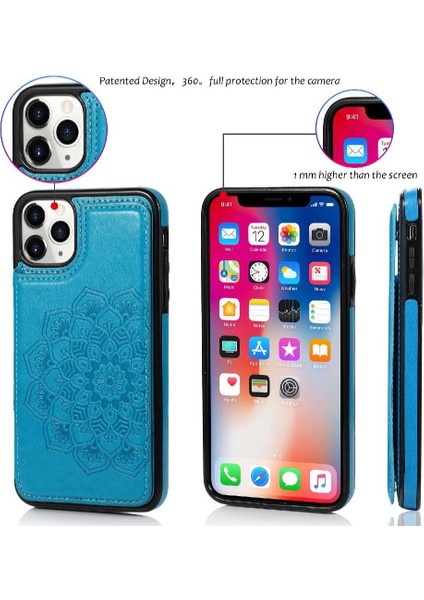 IPhone 11 Pro Çift Düğmeler Desen Flip Için Kart Tutucu Kılıf ile Cüzdan (Yurt Dışından) fiyatları