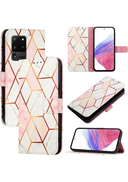 Samsung Galaxy S20 Ultra Kickstand Cüzdan Pu Deri Mermer Için Kılıf (Yurt Dışından)