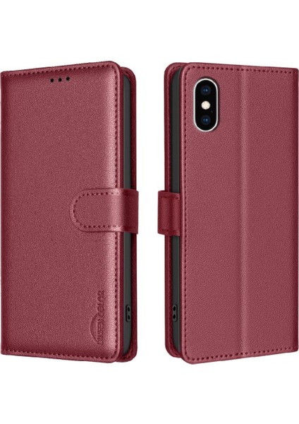 IPhone Xs Max Cüzdan Manyetik Kart Tutucu Kickstand Rfıd Pu Için Flip Case (Yurt Dışından)