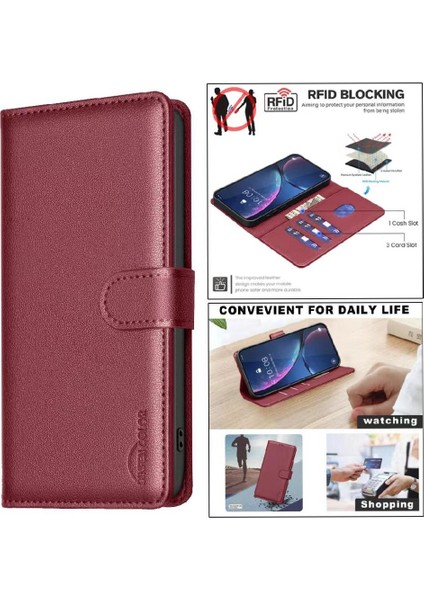 IPhone 11 Pro Max Rfıd Engelleme Cüzdan Pu Deri Kart Için Flip Case (Yurt Dışından)