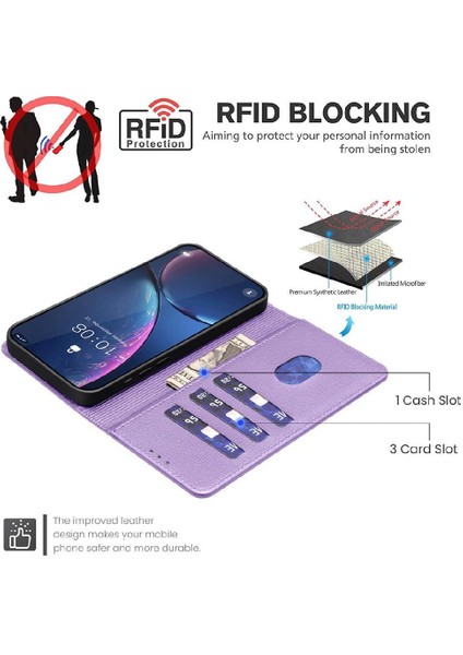 IPhone 11 Pro Max Rfıd Engelleme Cüzdan Pu Deri Kart Için Flip Case (Yurt Dışından)