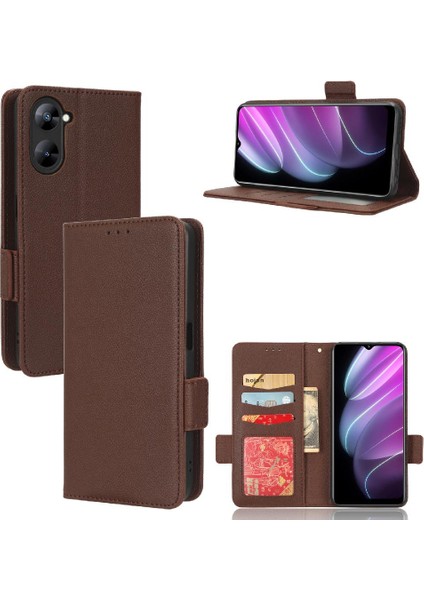 Realme V30/V30T Cüzdan Manyetik Yan Toka Pu Deri Kart Yuvaları Için Kılıf (Yurt Dışından) modelleri