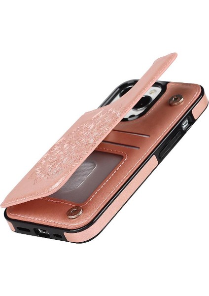 IPhone 13 Için Kart Tutucu Kılıf ile Cüzdan Pro Kabartmalı Mandala Desen Pu (Yurt Dışından) fırsatları
