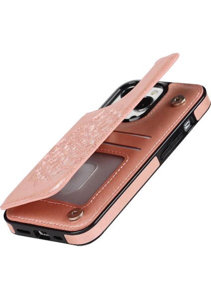 IPhone 14 Için Kart Tutucu Kılıf ile Cüzdan Pro Max Desen Çiçek Kabartmalı (Yurt Dışından)