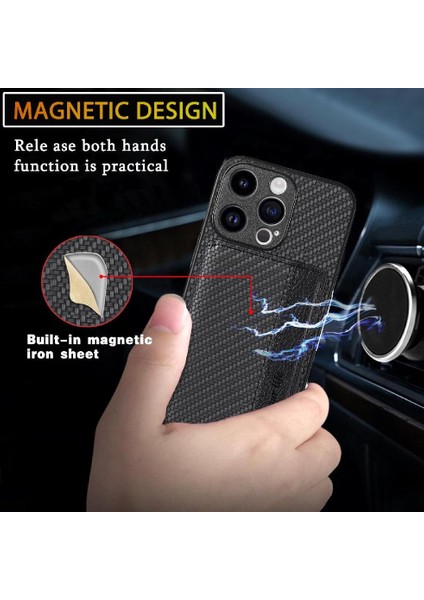IPhone 15 Için Kılıf Pro Max Standı Fonksiyonu Manyetik Kart Tutucu Komple (Yurt Dışından)