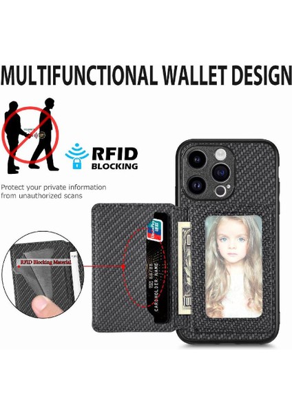 IPhone 15 Için Kılıf Pro Max Standı Fonksiyonu Manyetik Kart Tutucu Komple (Yurt Dışından)