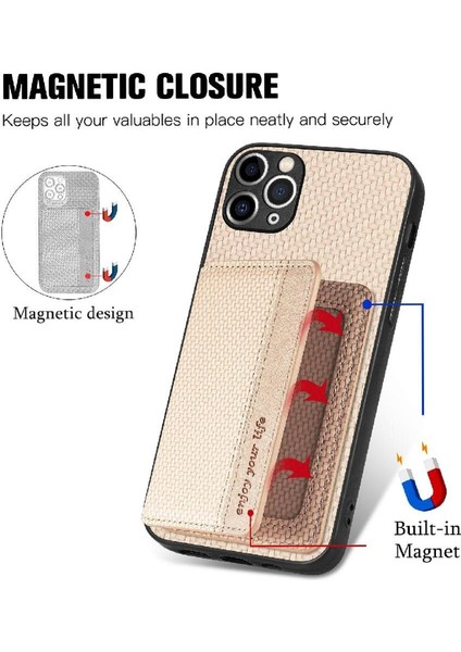IPhone 11 Için Kılıf Pro Max Manyetik Kart Tutucu Standı Fonksiyonu Rfıd Kamera (Yurt Dışından)