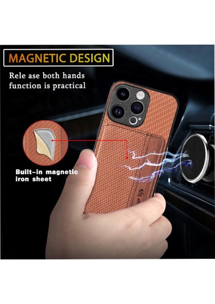 IPhone 15 Için Kılıf Pro Max Standı Fonksiyonu Manyetik Kart Tutucu Komple (Yurt Dışından)