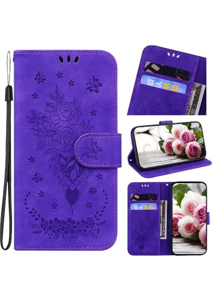 Tecno Pova 6 5g Cüzdan Kılıf Kabartma Gül Çiçek Kart Yuvaları Flip Case (Yurt Dışından)