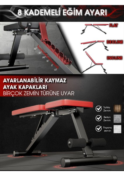 Versal - Ayarlanabilir Bench Sehpa - Katlanabilir Bench Sehpası