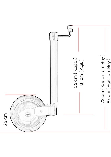 Flexible 48MM 300KG Karavan Destek Pilot Tekeri