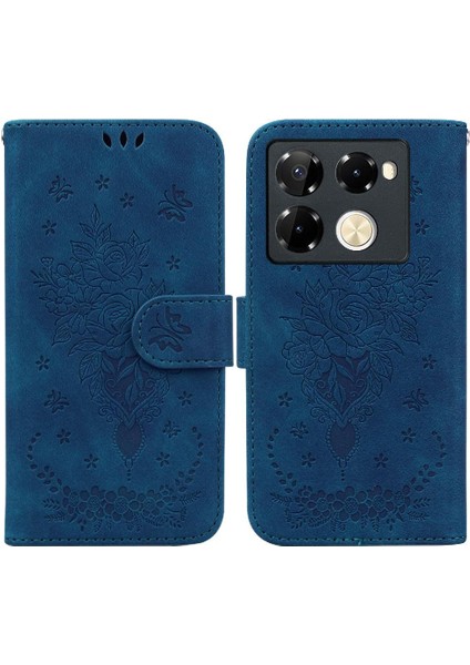Infinix Not Için Kılıf 40 Pro 4g/5g Kabartma Gül Çiçekler Cüzdan Kılıf Flip Pu (Yurt Dışından)