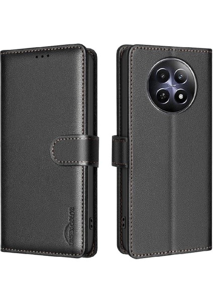 Realme 12 5g Cüzdan Manyetik Pu Deri Rfıd Engelleme Kartı Için Flip Case (Yurt Dışından)