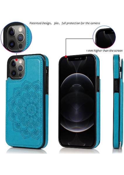 IPhone 12 Için Kart Tutucu Kılıf ile Cüzdan Pro Max Desen Çiçek Pu Flip (Yurt Dışından)