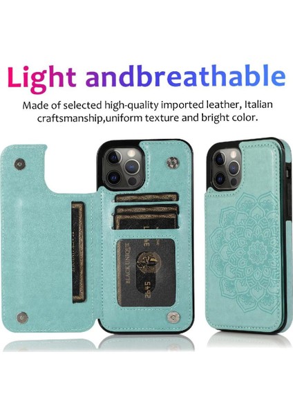IPhone 12 Için Kart Tutucu Kılıf ile Cüzdan Pro Max Desen Çiçek Pu Flip (Yurt Dışından)