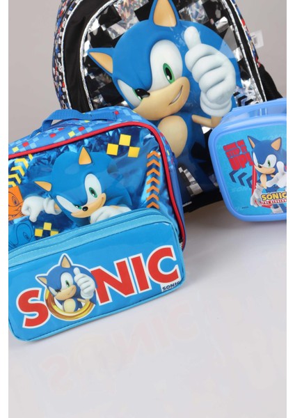 LİSANSLI SONIC İLKOKUL ÇANTASI , KALEM ÇANTASI VE BESLENME SETİ "SULUK,BESLENME KABI,BESLENME ÇANTASI" modelleri