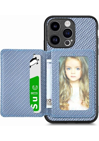 IPhone 15 Için Kılıf Pro Max Standı Fonksiyonu Manyetik Kart Tutucu Komple (Yurt Dışından)