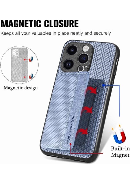 IPhone 15 Için Kılıf Pro Max Standı Fonksiyonu Manyetik Kart Tutucu Komple (Yurt Dışından)