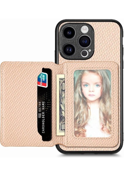 IPhone 15 Için Kılıf Pro Max Standı Fonksiyonu Manyetik Kart Tutucu Komple (Yurt Dışından)