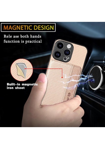IPhone 15 Için Kılıf Pro Max Standı Fonksiyonu Manyetik Kart Tutucu Komple (Yurt Dışından)
